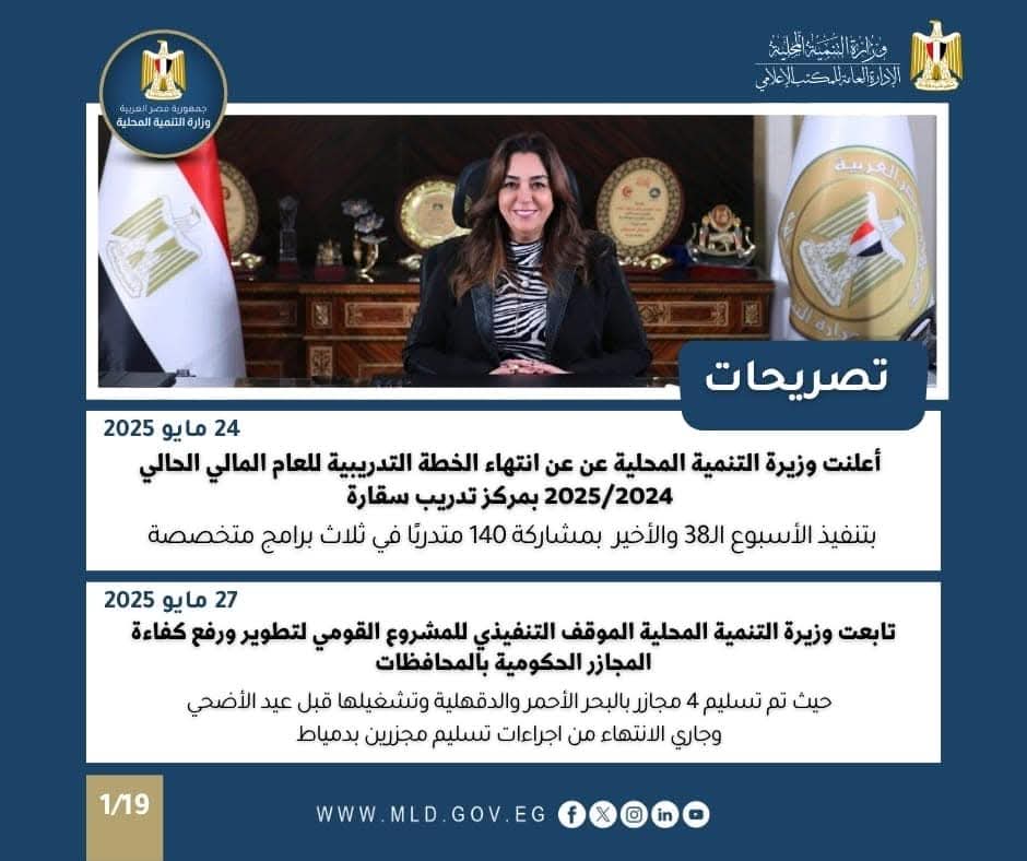 أبرز أنشطة وزارة التنمية المحلية خلال أسبوع